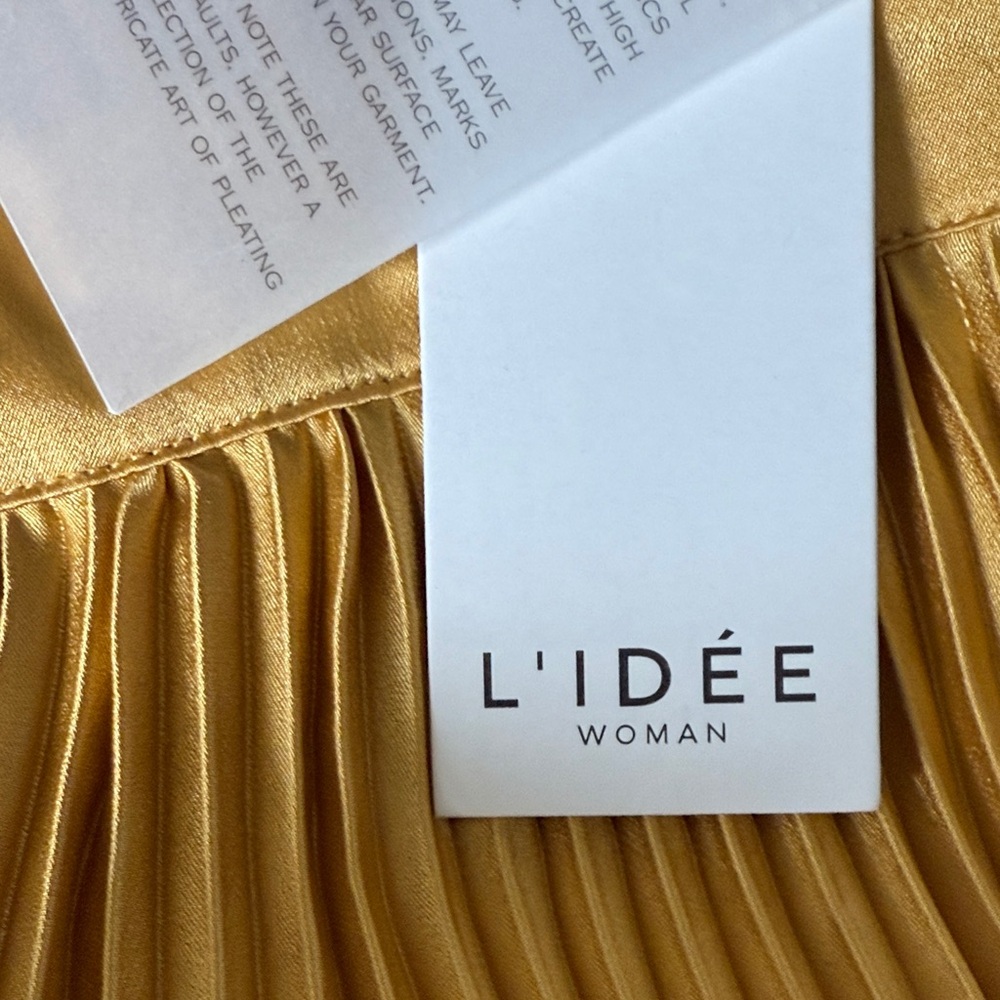 L’Idee Gold Pleated Dress New with Tags - Picture 5 of 6